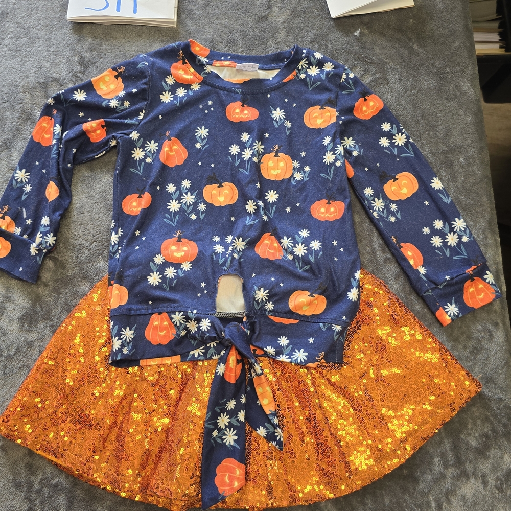 Kids Pumpkin Costume Set - Blue and Orange - Picture 2 of 6